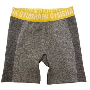 Gymshark Training Shorts Women's‎ Gray Yellow Waistband Activewear Size Medium